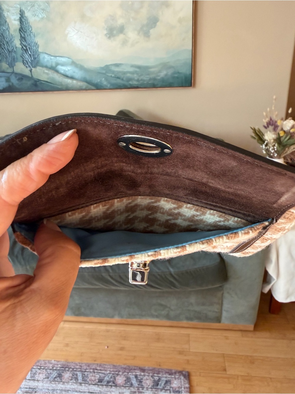 Vintage Coach houndstooth wristlet - Picture 3 of 9